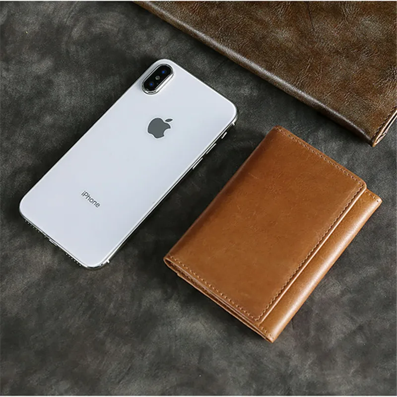 

YAMBUTO 2020 Genuine Leather Wallet with RFID Blocking Business Card Case Vintage Unisex High Quality Mini Wallets Coin Purse