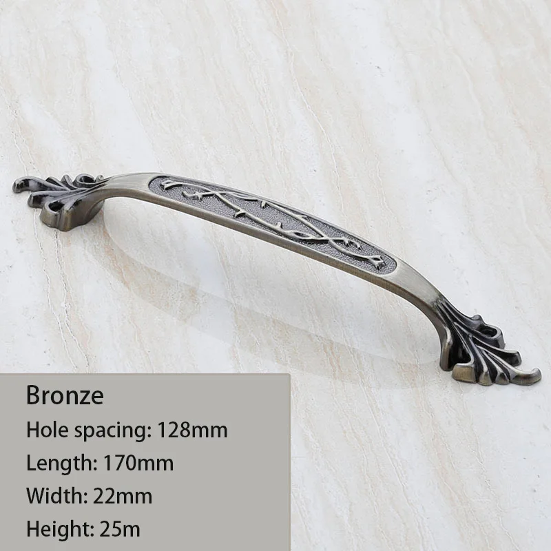 Bronze 128mm Мебельная дверная рукоятки и ручки шкафа ящика, кухонное оборудование аксессуары винтажный Шкаф Тянет, утолщенная Базовая белая ручка - Цвет: Bronze 128mm