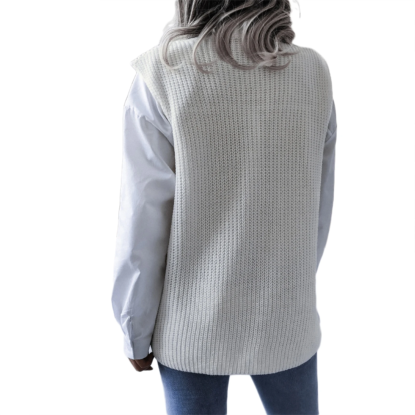 

Women V-Neck Sweater Vest Casual Sleeveless Solid Knitting Tanks Female Spring/Autumn Loose Fit Tank Tops