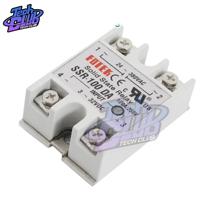 

1Pcs SSR-100DA 100A Solid State Relay Module 3-32V DC Input 24-380VAC