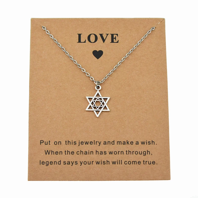 Ожерелье-цепочка со звездой Давида кулон с открыткой для мужчин и женщин |