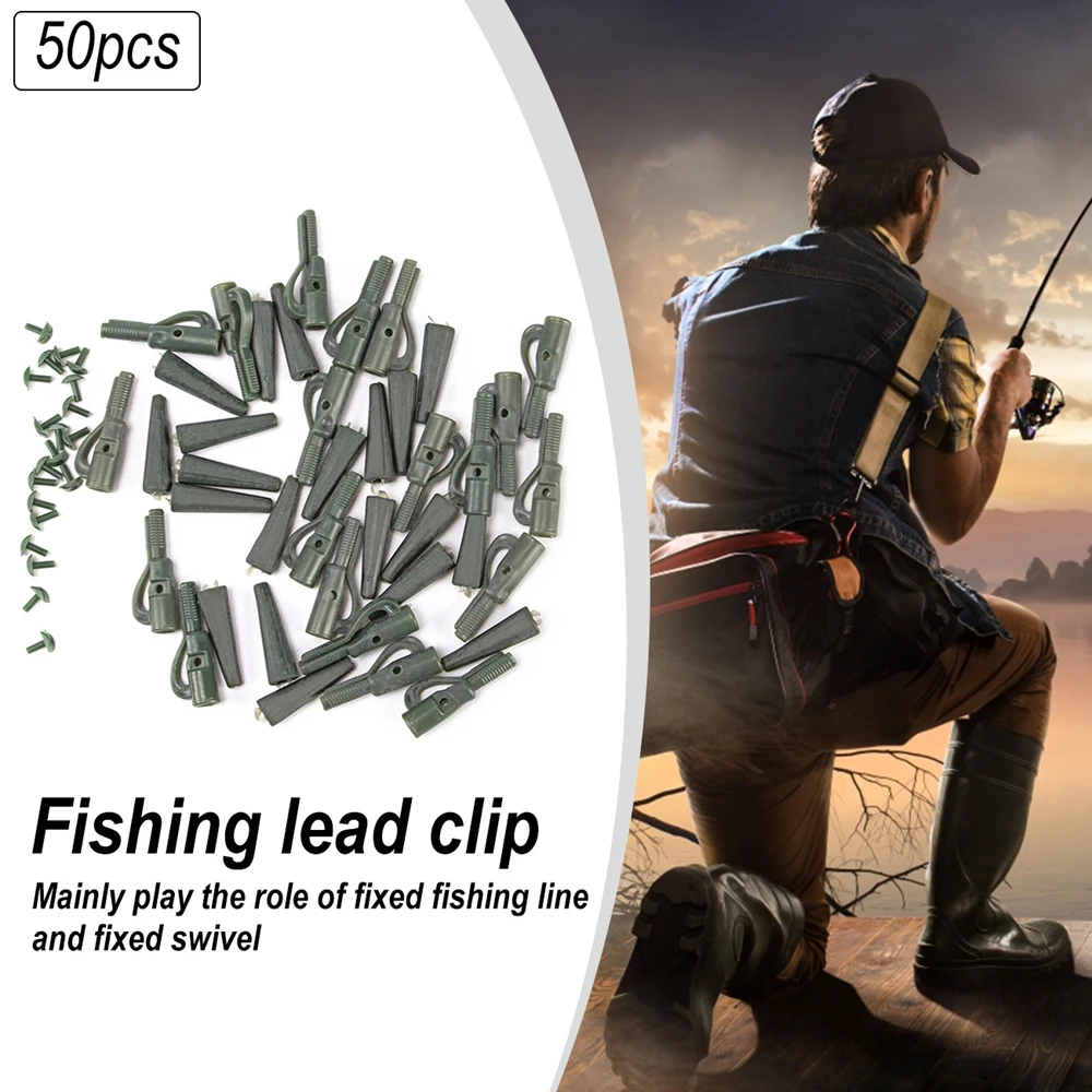 

50Set/Bag Lead Clip Fishing Carp Terminal Tackle Safety Lead Clips with Pins Tail Rubber Tubes Carp Fish Tackle Tool