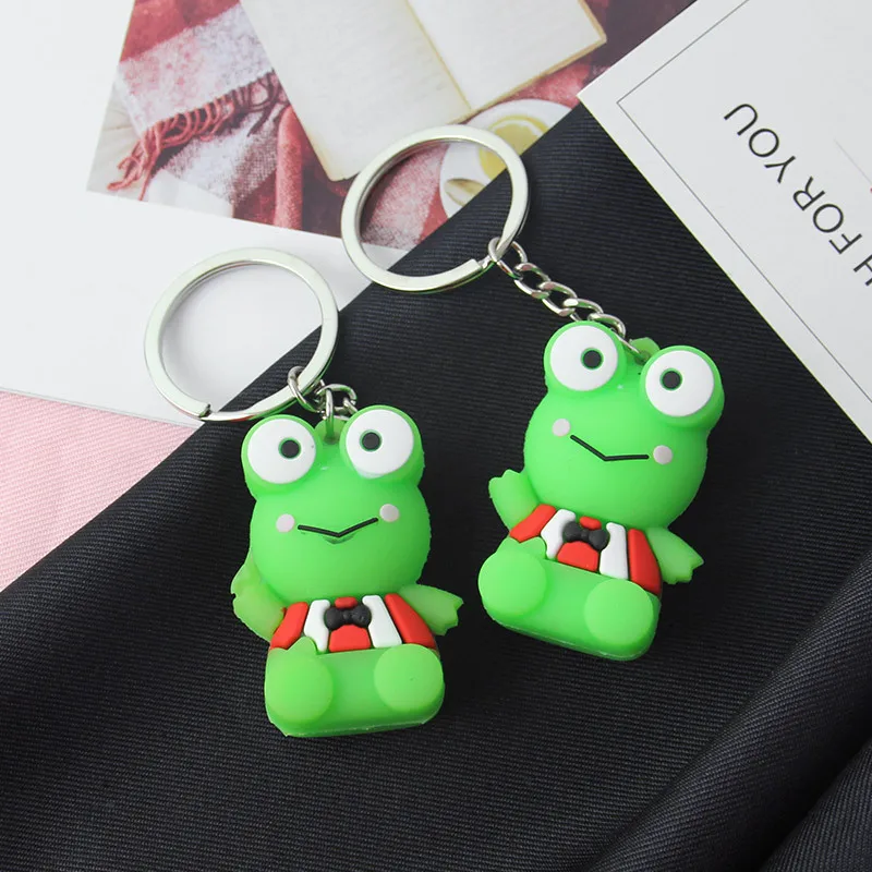 New Fashion Cute cartoon green frog keychain pendant animal shape silicone key chain backpack accessories holiday gift