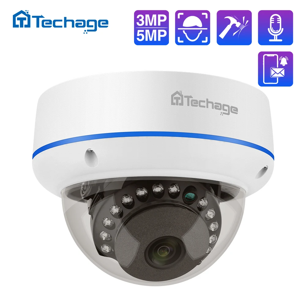 IP-камера видеонаблюдения Techage H.265 1080P 3 Мп 4 МП 5 48 В POE антивандальная | Безопасность