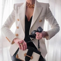 spring autumn women blazer double breasted coat fashion slim long sleeve elegant suit jacket office lady coat blazers outer b01