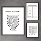 Простота, забавная ванная комната, фотография с текстом, абстрактный туалет, забыл ваш телефон, Картина на холсте, скандинавский Декор для дома