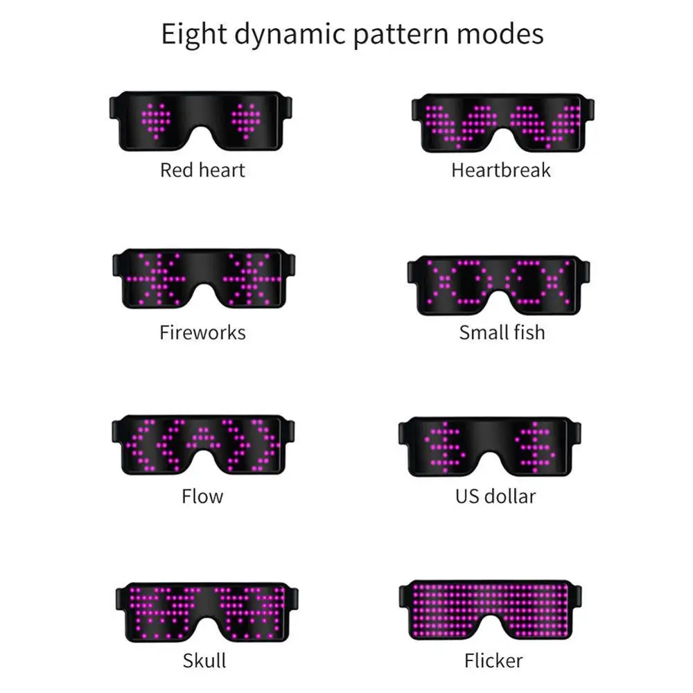 App Control Bluetooth Led Party Glasses Customized Languages USB Charge Flashing Luminous Eyewear Christmas Concert Sunglasses | Дом и сад