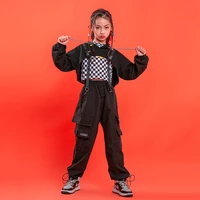 kid hip hop clothing hoodie crop top long sleeve sweatshirt streetwear drawstring cargo pants for girls dance costume clothes