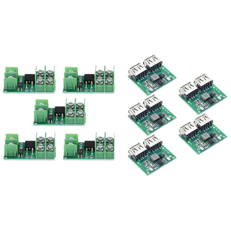 

5Pcs Parts Trigger PMOS Switch Module with 5PCS USB DC-DC Voltage Regulator Step Down Charger Power Supply Module