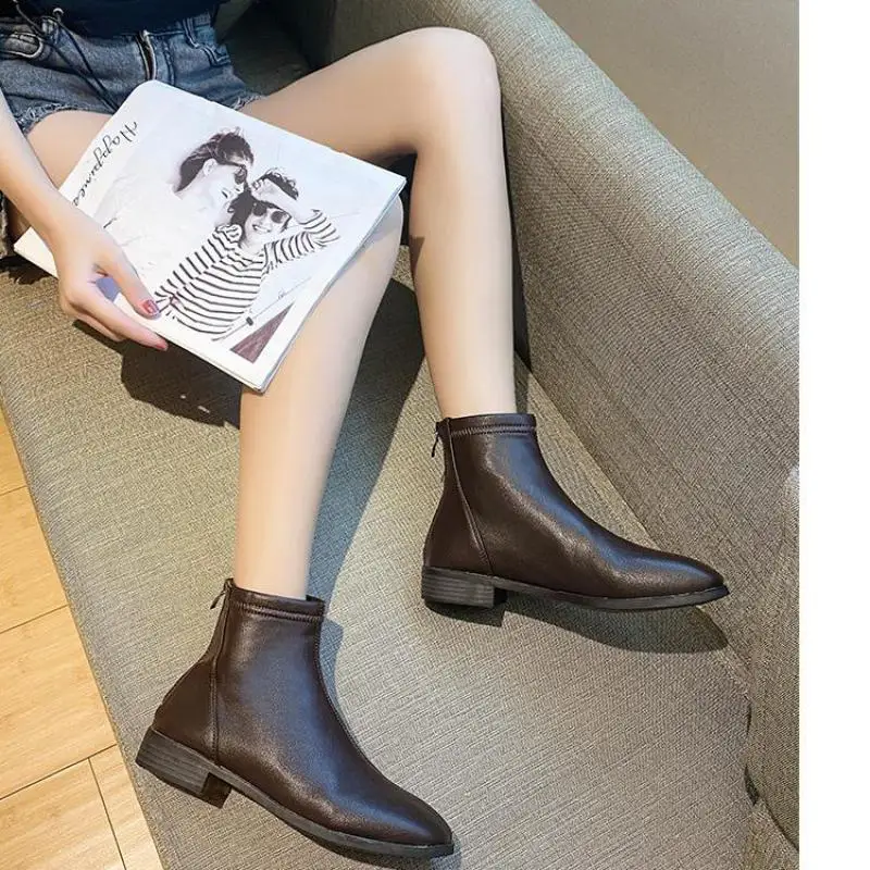 

2021 Winter And Autumn Women's Boots Warm Round Toe 3cm Heel Zipper Fashion Women's Shoes Casual Basic Plus Size