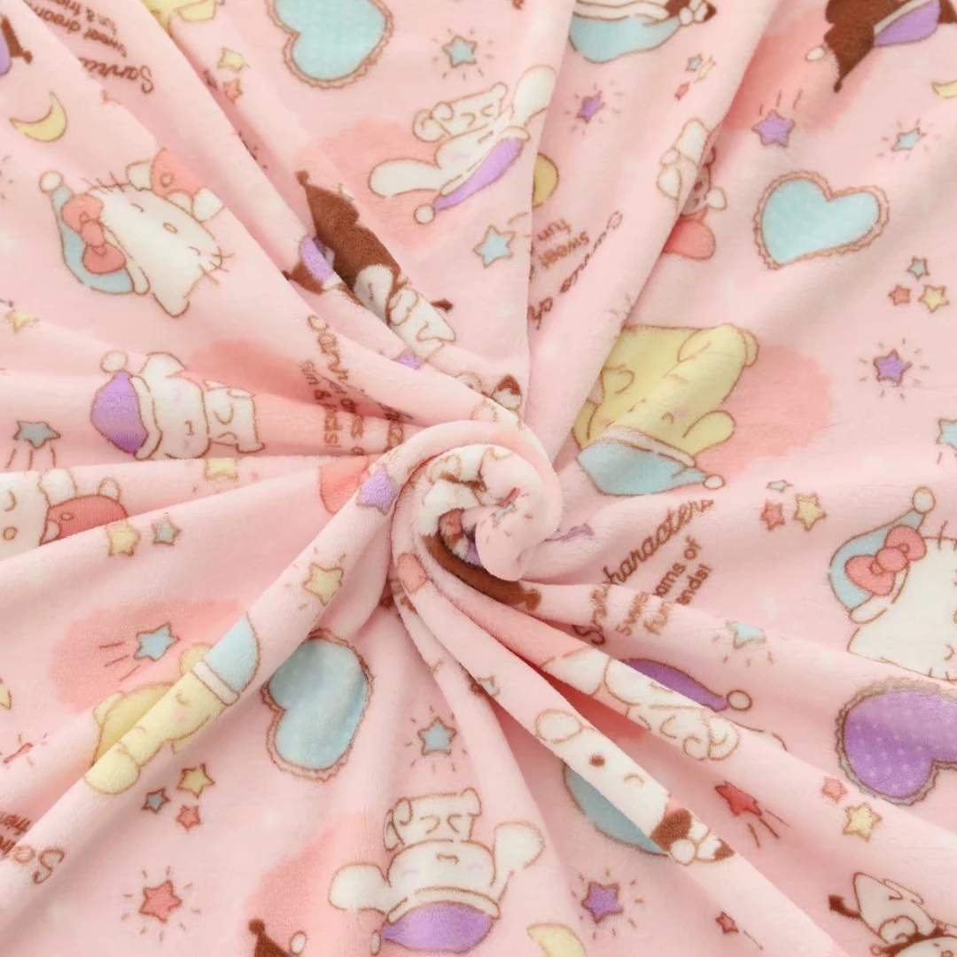 

Kawaii Cinnamorol Melodys KT Cat Plush Toy Big Size Flannel blanket Anime Dog Pillowcase Houseware Girls Like Gift