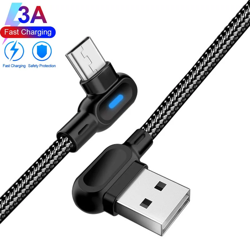 90 градусов 1 м 2 м Быстрая Зарядка Micro usb type C кабель для samsung S8 S9 S10 Xiaomi huawei LG Android Microusb USB-C зарядное устройство