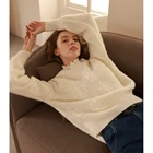 Женский ажурный жаккардовый вязаный джемпер, элегантный винтажный пуловер с рукавами-фонариками и круглым вырезом, Осень-зима 2022