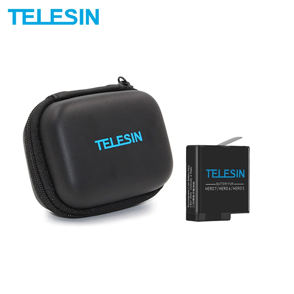 TELESIN 1 шт. сменный аккумулятор 1220 мА/ч 3 85 В + черная мини сумка для хранения GoPro Hero 5 6