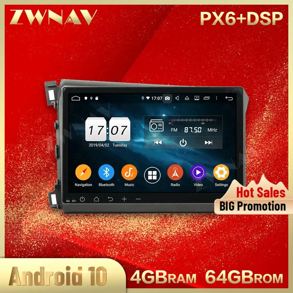 

Автомобильный мультимедийный плеер, 2 din, Android 10,0, экран для Honda Civic 2012-2015, аудио, радио, стерео, wifi, GPS, navi, головное устройство, авто стерео