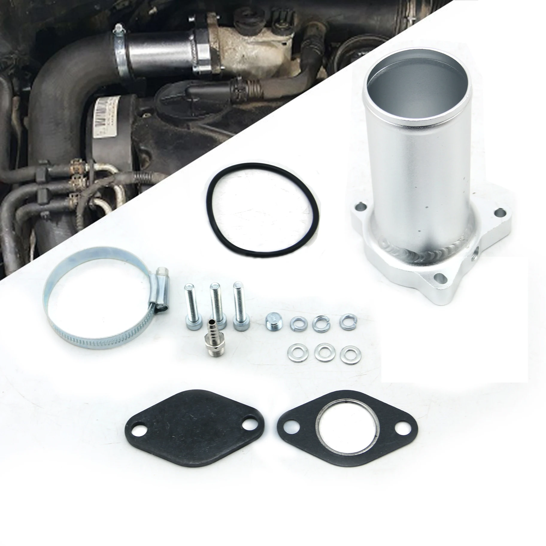 

Exhaust Gas Recirculation Bypass Valve Replacement Pipe Kit 57mm Fit For VW 1.9 TDI 130 160 BHP EGR Diesel Delete Valve