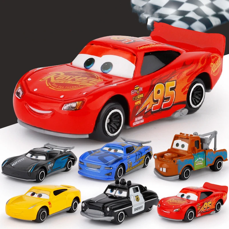 

6pcs/set Disney Pixar Cars Frank Tractor Lightning McQueen Mater Jackson Storm Ramirez Diecast Toys Car Kid Birthday Gift Toys