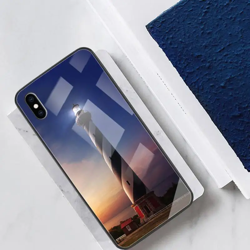 

Lighthouse Glass Phone Case Back Shell For IPhone 12 11 Pro Max Cases XR XS 7 8 Plus Cover Accessories Carcasa