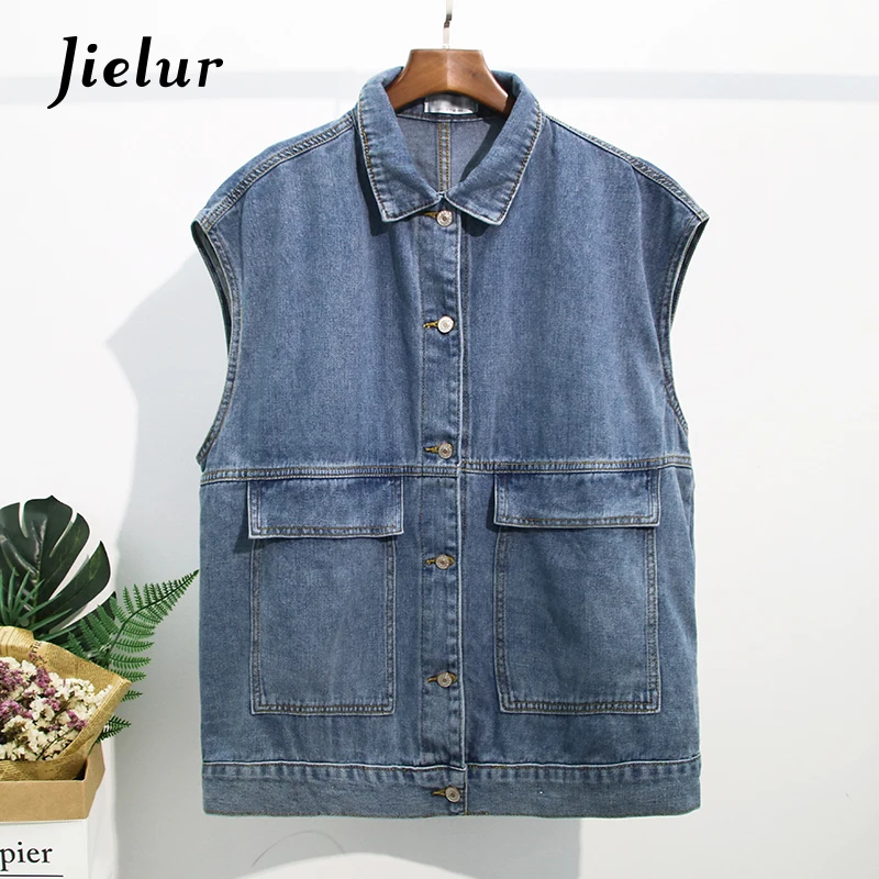 2020 новый осенний джинсовый жилет средней длины с большими карманами женский
