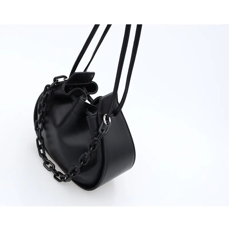 Новинка 2022 стильная сумка-мешок на шнурке черная сумка через плечо из