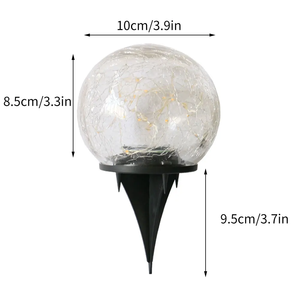 

Solar Lawn Light Crackle Glass Ball Light Waterproof LED Ground Buried Landscape Lamp For Outdoor Garden Yard Lawn Pathway