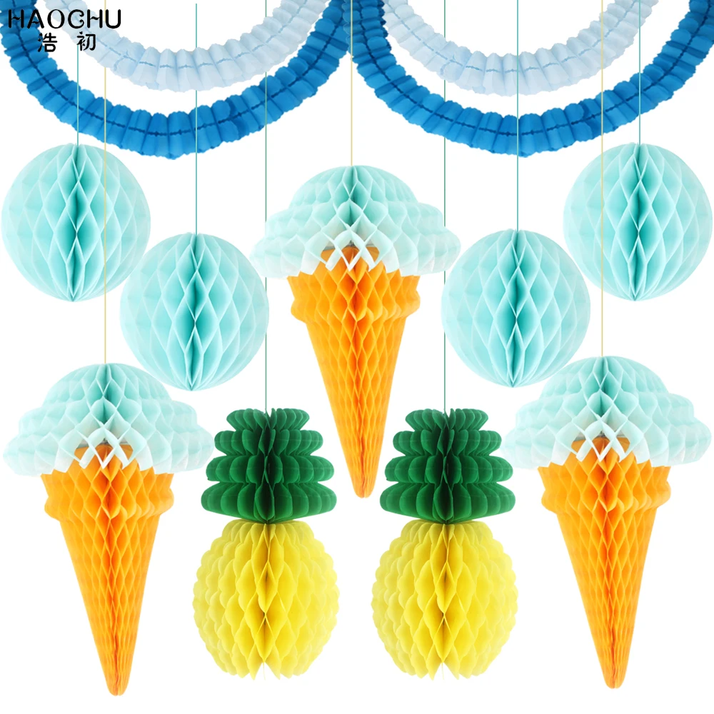 Бумажные фонарики в виде сотовых шариков для мороженого 11 шт./компл. XL гирлянда