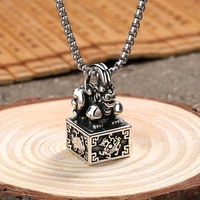 domineering vintage pi xiu seal pendant necklace bring wealth healthy feng shui good lucky jewelry men women chain necklace gift
