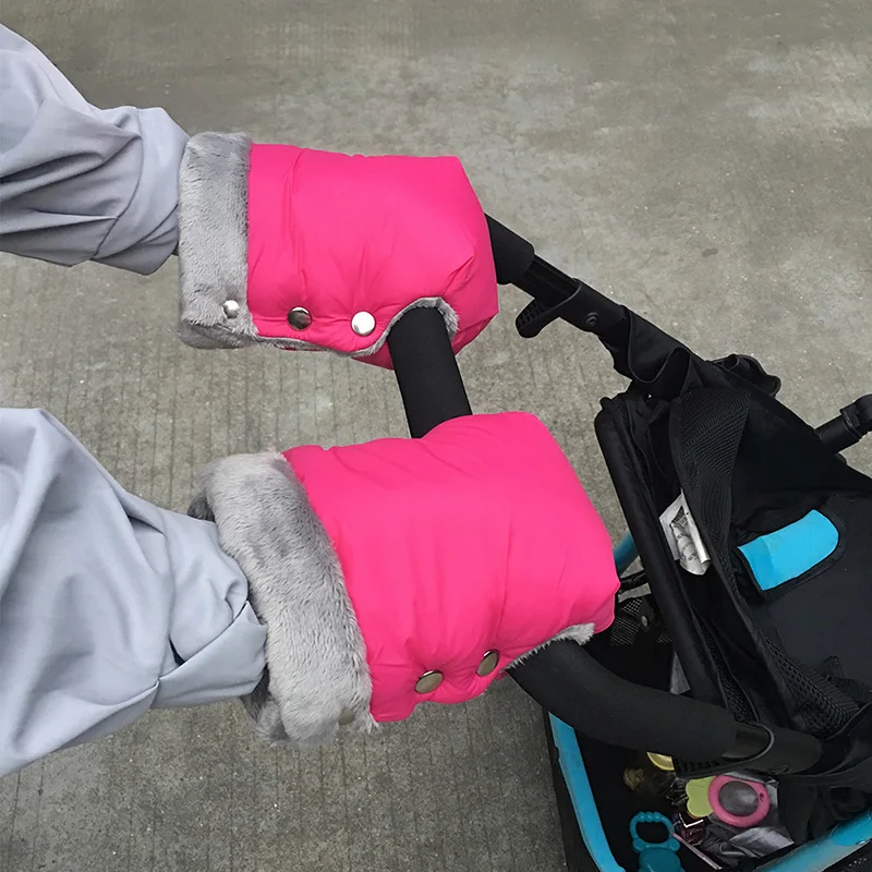 

Baby Stroller Armrest Cover Winter Plus Velvet Warm Waterproof Gloves Snowy Outing Stroller Accessories Windproof Gloves