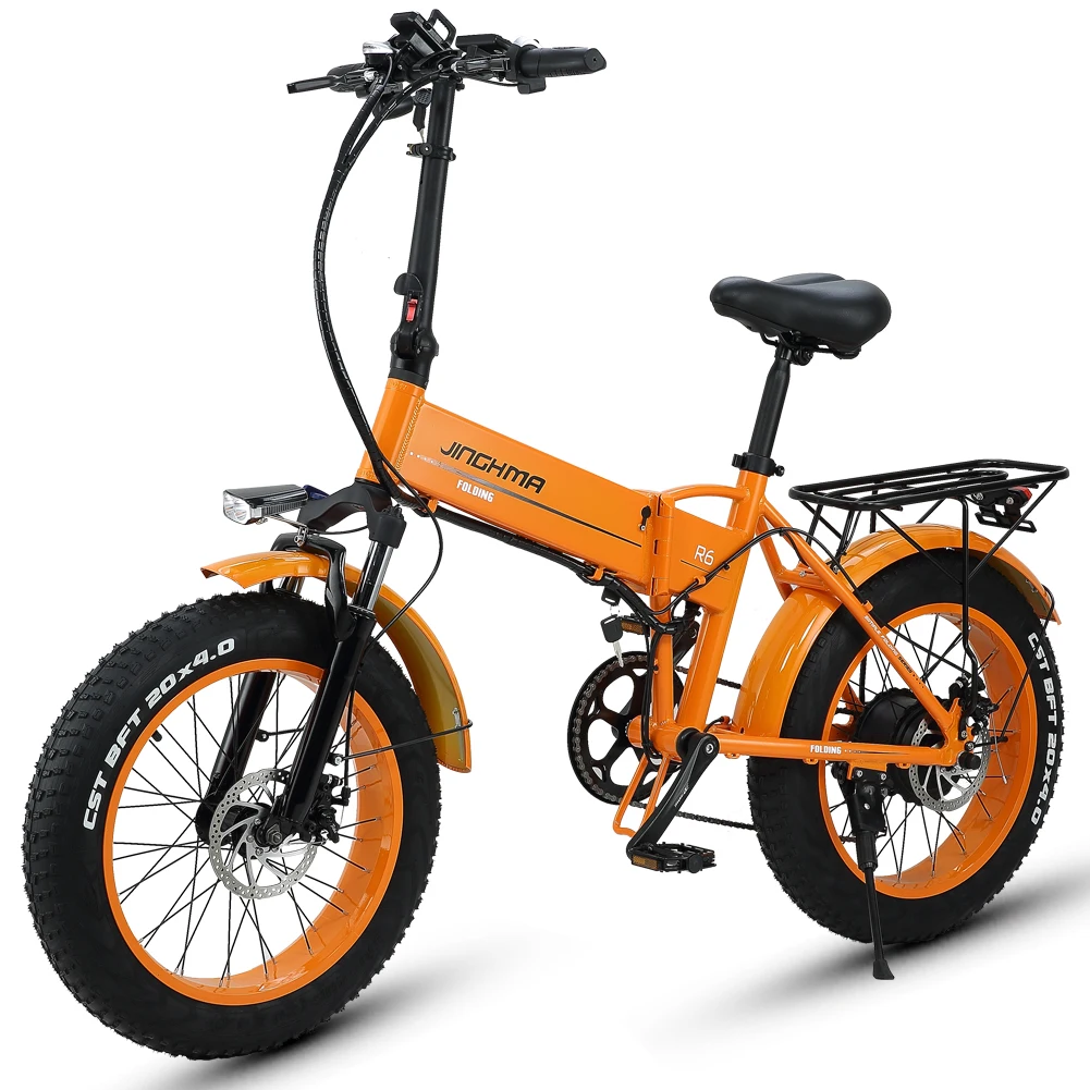 Складной электрический велосипед горный пляжный оранжевый 20 дюймов 500 Вт 48 В Ач