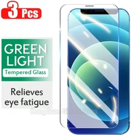 3pcs relieves eye fatigue green light 9h tempered glass for iphone 11 12 pro max 6 s 7 8 plus x xr xs max screen protector glass