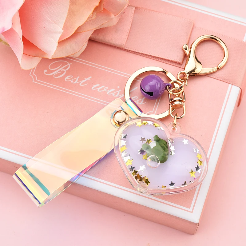 Подвижными блестками брелки для ключей Лазерная акриловые волшебные Любовь