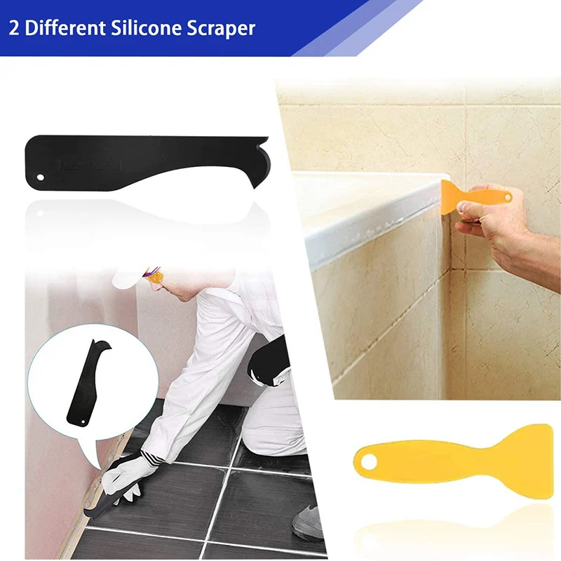 

10PCS Silicone Caulking Tool Kit-3pcs Sealant Remover Tool-6pcs Silicone Sealant Finishing Tool-1 Caulking Nozzle S7