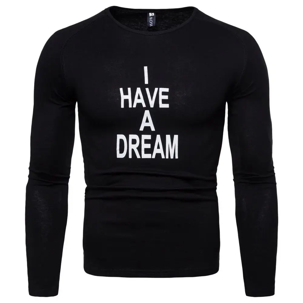 Новые мужские футболки с длинным рукавом из чистого хлопка Повседневная