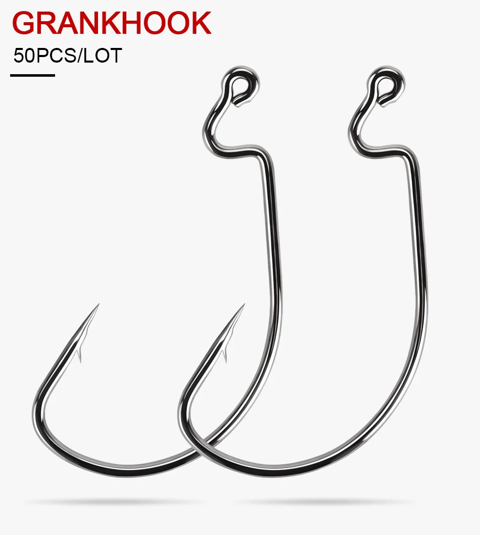 JACKFISH 50 шт./лот из высокоуглеродистой стали рыболовные крючки черные кривошипы острые Крючки супер большой черный широкий Кривошип крюк джиг голова