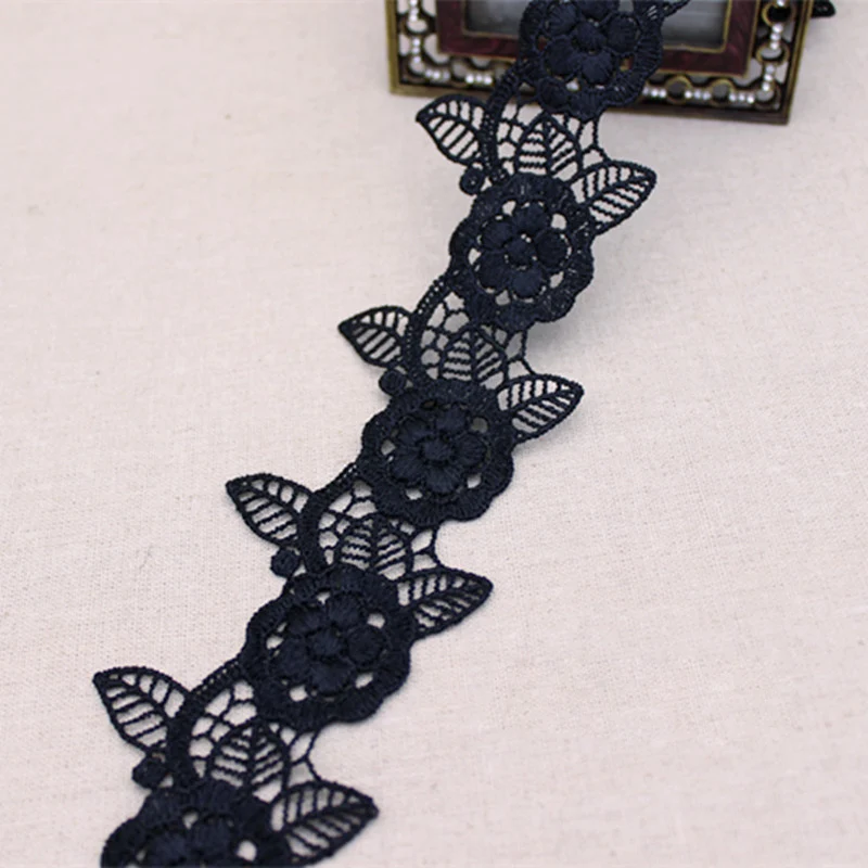 

2M Width 6cm Wide Black Flower Handicrafts Embroidered Lace Fabric Trim Ribbon DIY Sewing Crafts Clothing Dress Decorations