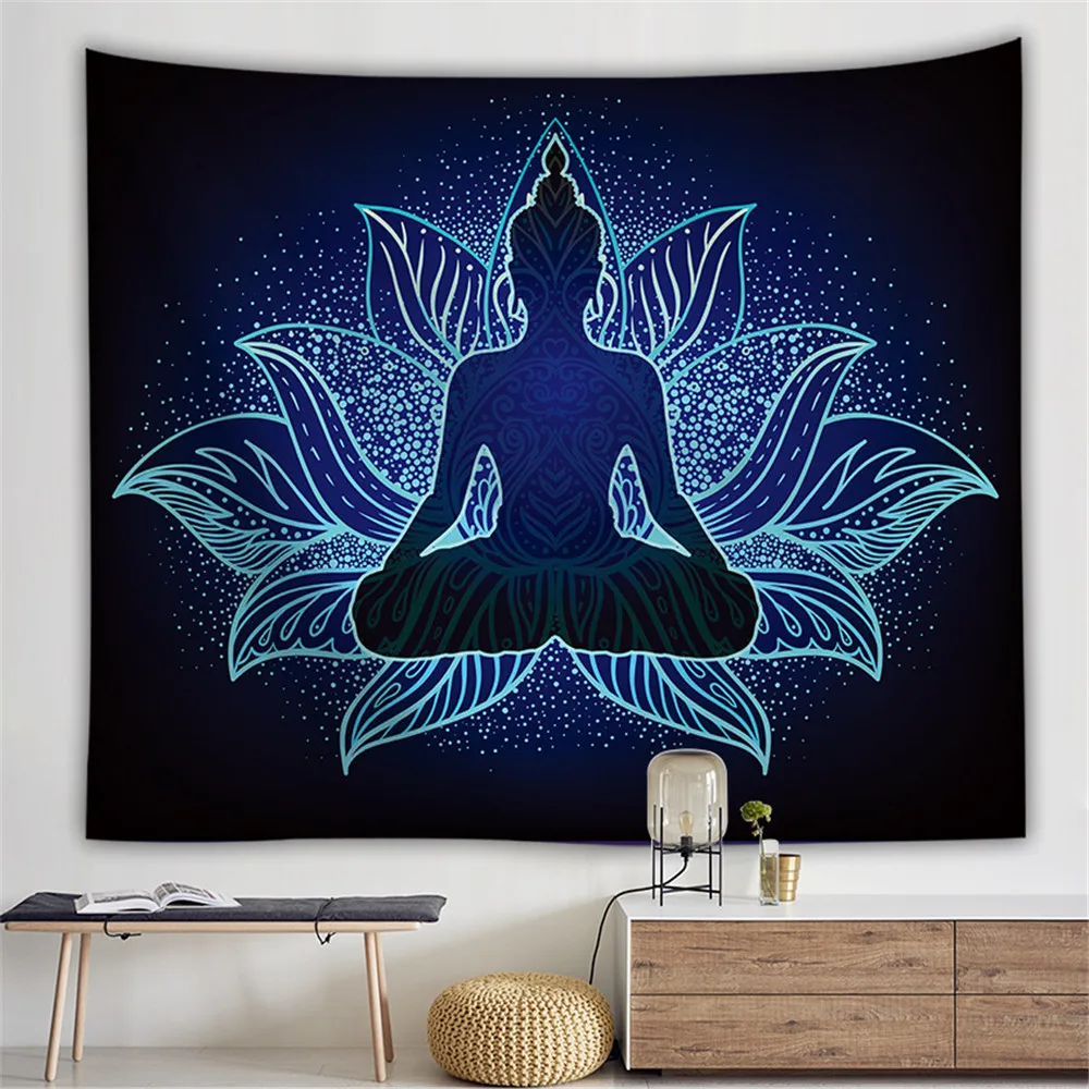 Индийская статуя Будды медитация чакра гобелен настенный Мандала гобелены