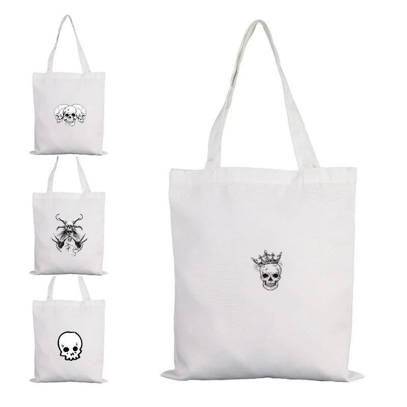 

Skeleton Skull Hookah Bag Canvas for Women Reusable Bags Large Beach Towels Big Casual Woman Sac Shopping Shoulder Women's Cloth