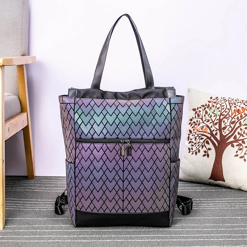 2021 Brand New High Designer Luminous Geometric Luxury School Backpack Stylish Bookbag for Women Night Light Travel | Багаж и сумки