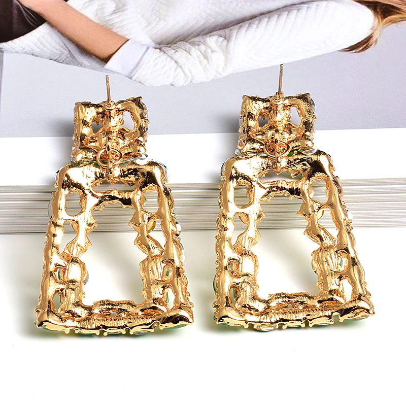 Новые модные геометрические металлические Красочные Стразы серьги подвески