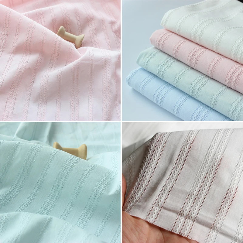 

White Cotton Cloth Jacquard Fabric Pastoral Small Fresh dIy Womens Shirt Wear Fabric Skirt XJ46