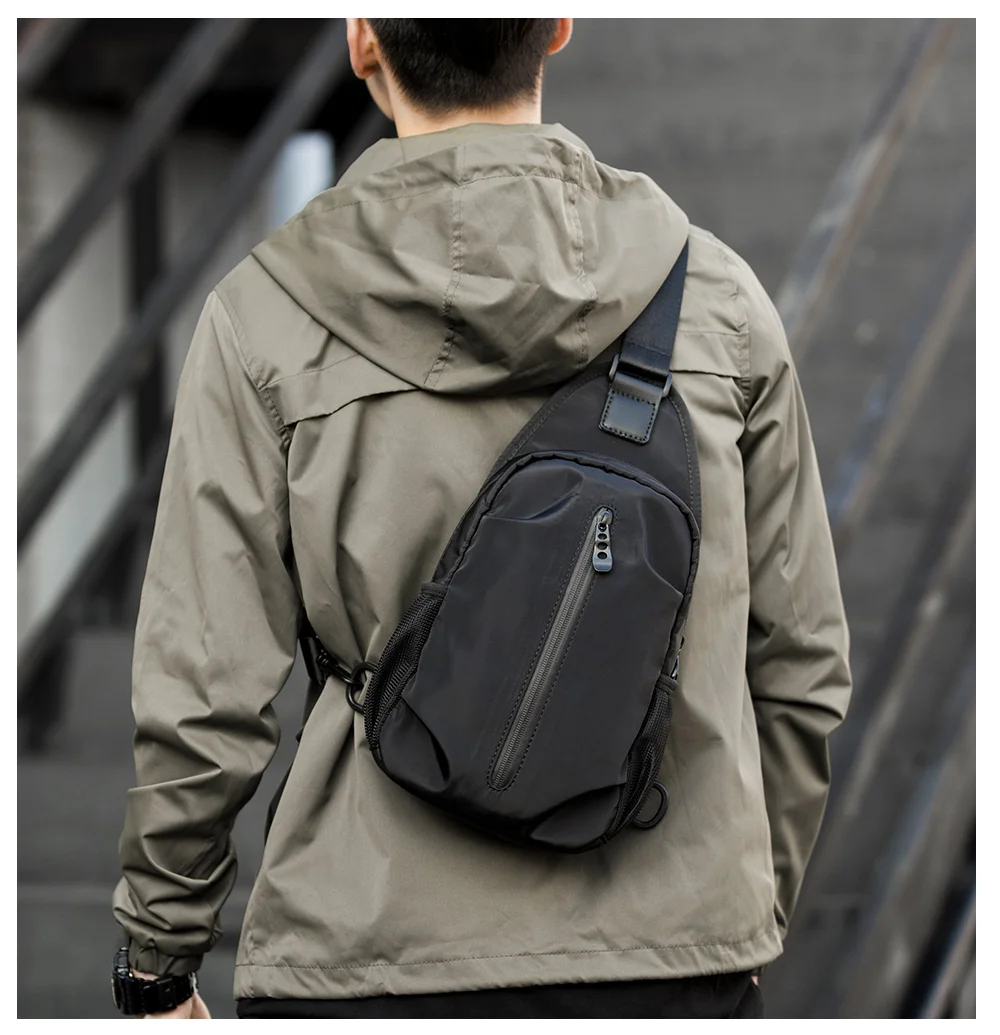 

Functional Sling bag For 7.9 ipad Black Casual Men's Left Right Oxford Crossbody Shoulder Bag Anti-theft Chest Bag Messenger Bag