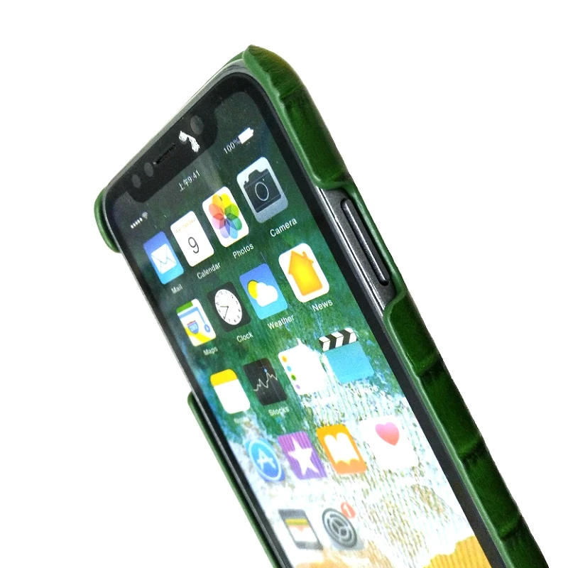 

Real Genuine Leather Hand Strap Holder Case For iPhone X XS 10 Phone Luxury Cute Crocodile Alligator Thin Slim Hard Cover Capa