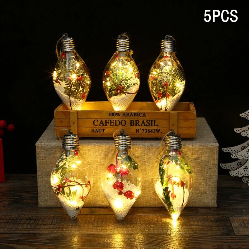 

5 шт. «сделай сам», прозрачный светодиодный светящийся ночсветильник в виде шара, подвеска на рождественскую елку, Сказочная лампа для домашвечерние