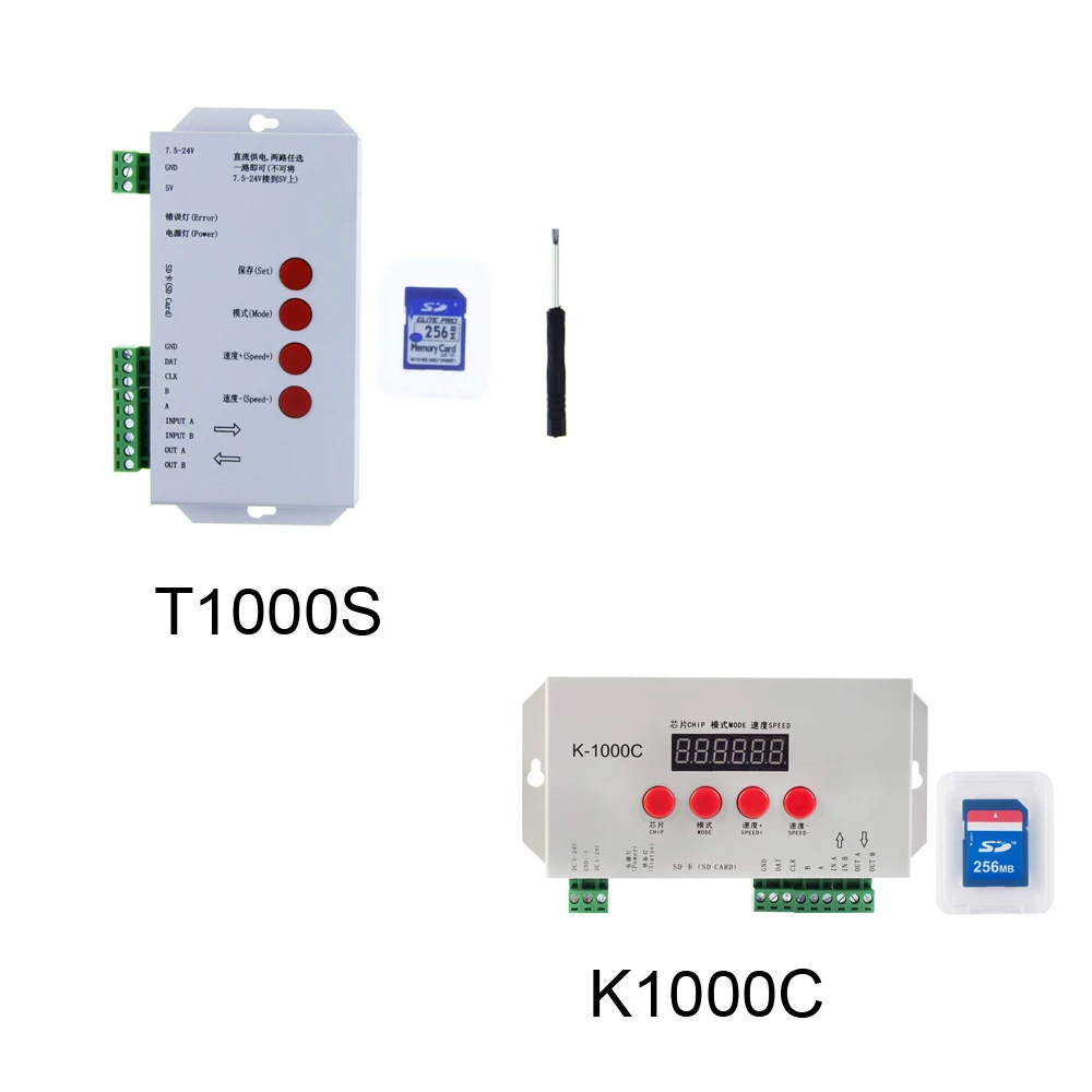 K 1000C T 1000S WS2812B APA102C SK6812 WS2811 WS2801 светодиодные полосы 2048 Пиксели контроллер