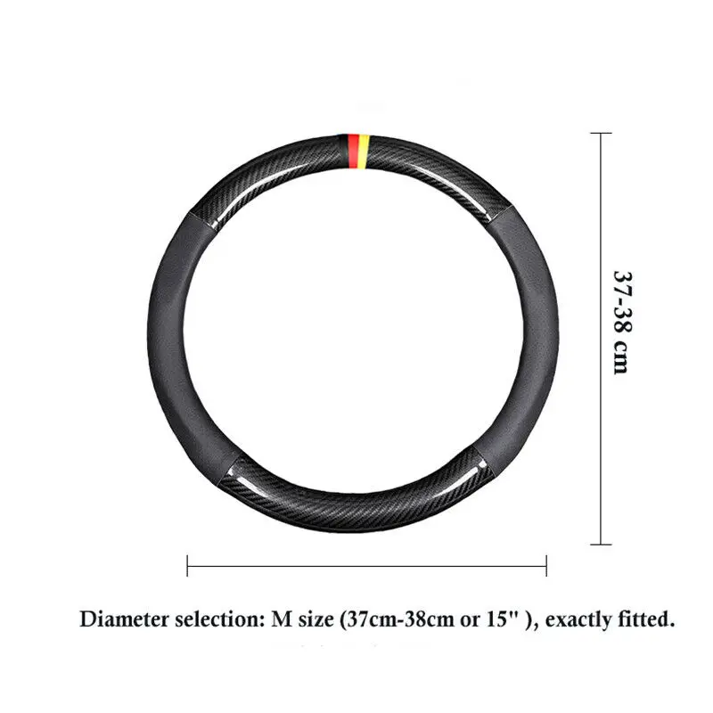 

38cm Carbon Fiber Black Leather Anti-skid Car Steering Wheel Cover for Audi Q7 Car Accessories