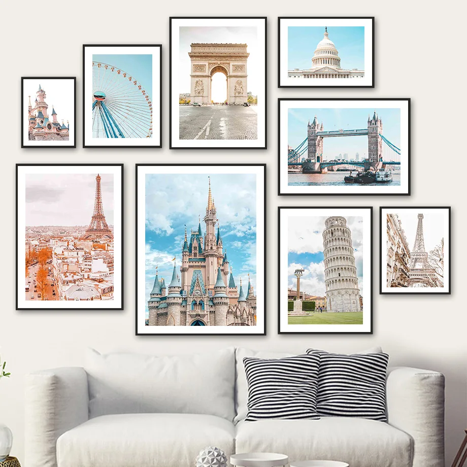 

Tower Paris London Bridge Triumphal Arch Wall Art Canvas Painting Nordic Posters And Prints Wall Pictures For Living Room Decor