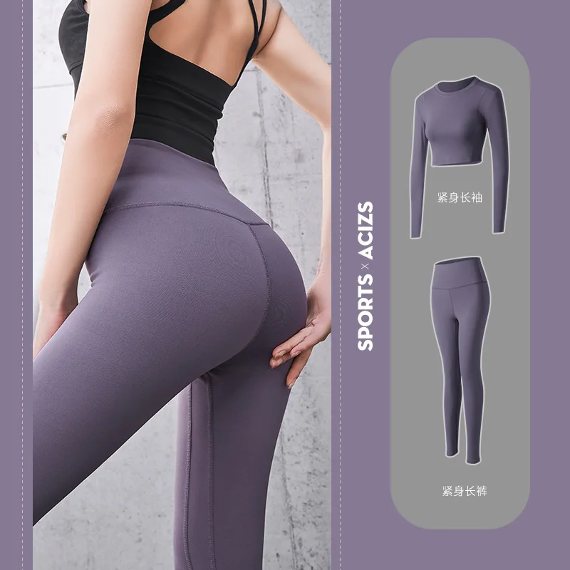 

Women Seamless Yoga Set Sport Suit Gymwear Workout Clothes Long Sleeve Gym Crop Top High Waist Leggings Fitness Sports Wear