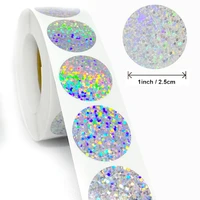 round dot laser sticker label 500pcs color metallic silver hologram diy sticker adhesive scrapbooking for card business package