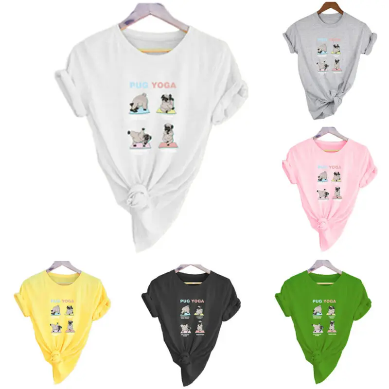 

Womens Casual Letter Printed Tops Summer Short Sleeve Crew Neck T-shirt Tunic