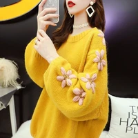 ladies sweater loose outer wear thick new korean style sweater coat cardigan pullover loose outer wear retro jacket